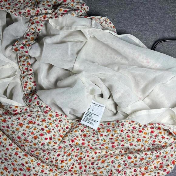 American Eagle Woman’s Small Floral Button-Front Cap Sleeve Dress - Picture 4 of 9